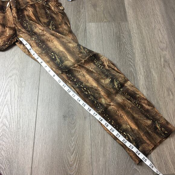 NWT Cicci Kizz Leopard Print Mid Rise Straight Leg Pants Brown Size 40 - Picture 7 of 7